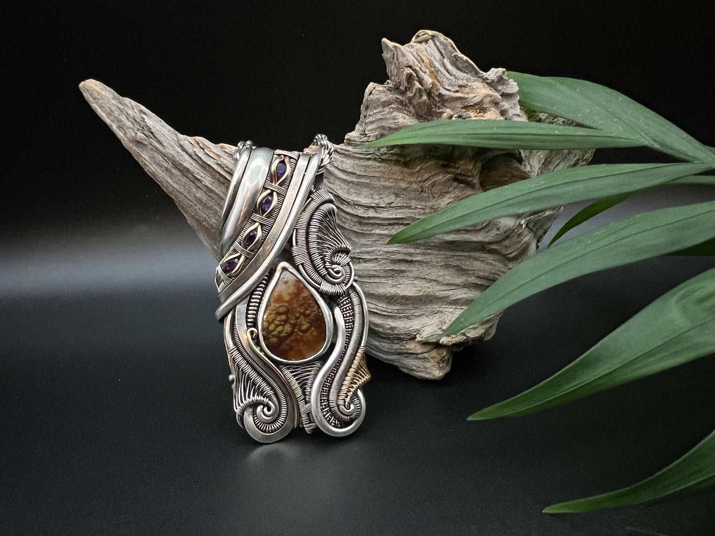 Bezel Set Fire Agate Pendant