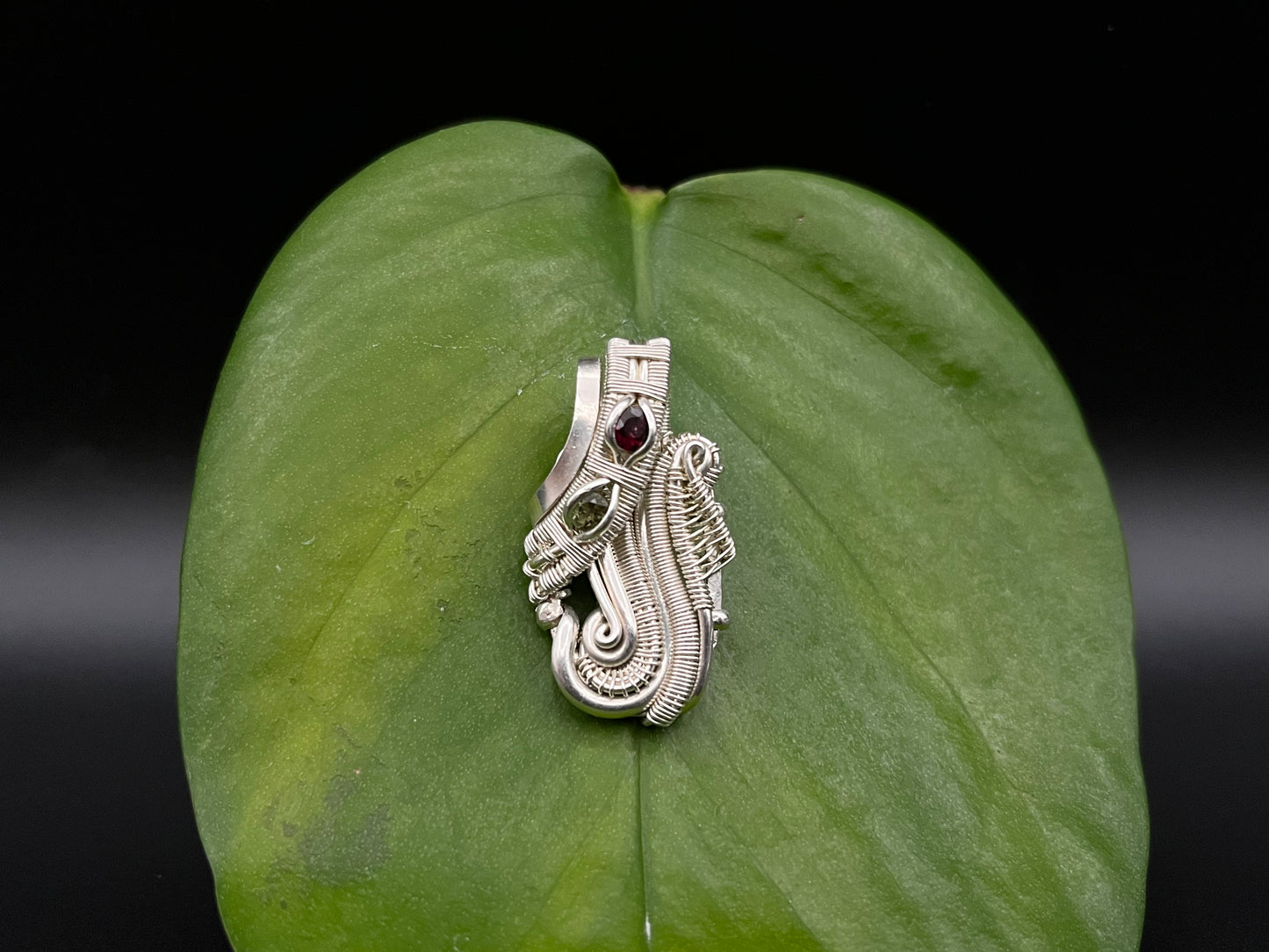 Moldavite and Garnet Mini